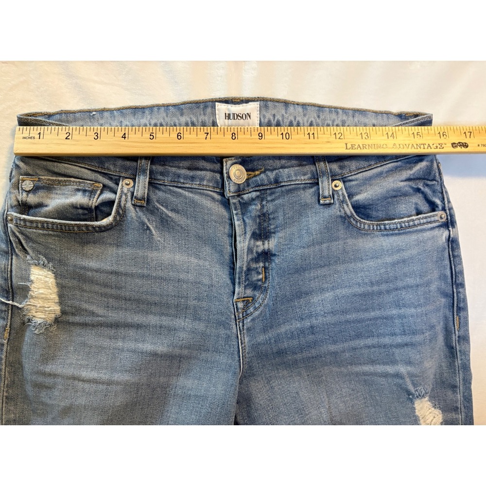 Hudson Jeans Women 28 Blue Riley Mid-Rise Straight Crop Distressed Denim NWT - Picture 5 of 8